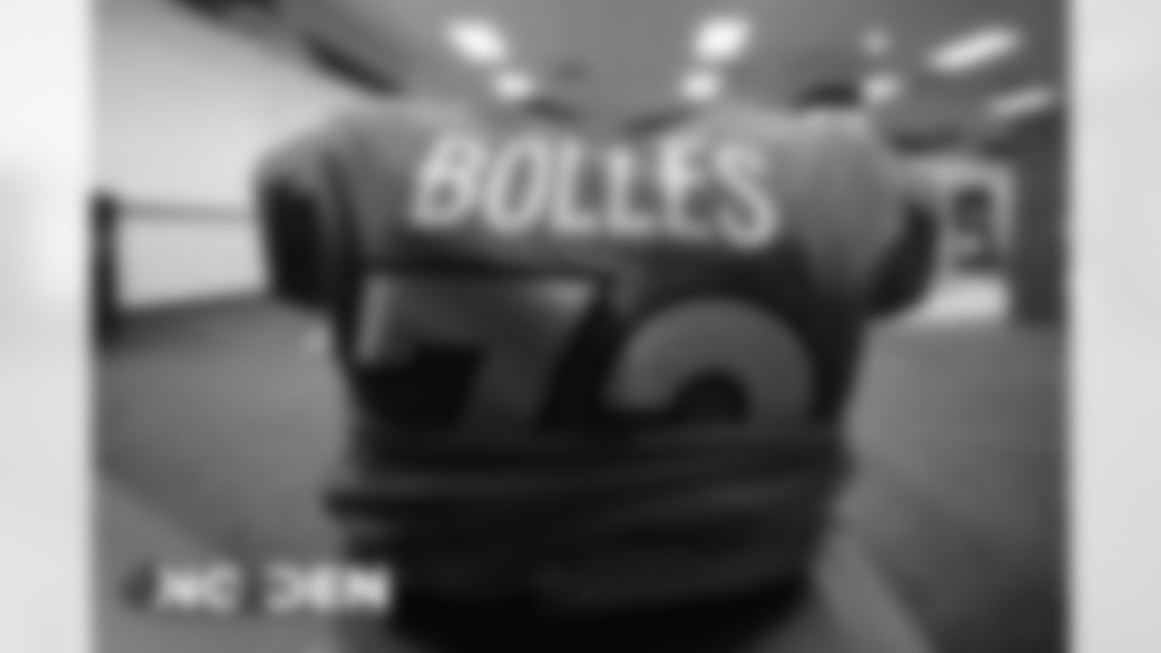in the locker room before the Broncos' Week 12 game against the New Orleans Saints at Empower Field at Mile High on November 29, 2020. (Photo by Ben Swanson)