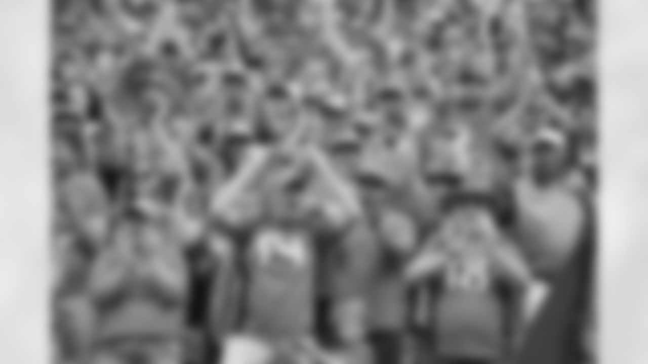 During the taping of hype video segments with fans at Empower Field at Mile High on July 25, 2021. (Photo by Gabriel Christus)