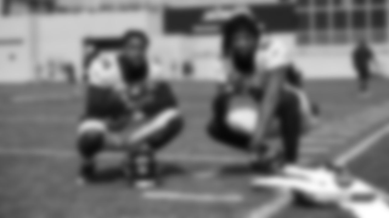 Courtland Sutton and Tim Patrick during practice on Day 10 of training camp on July 29, 2019.