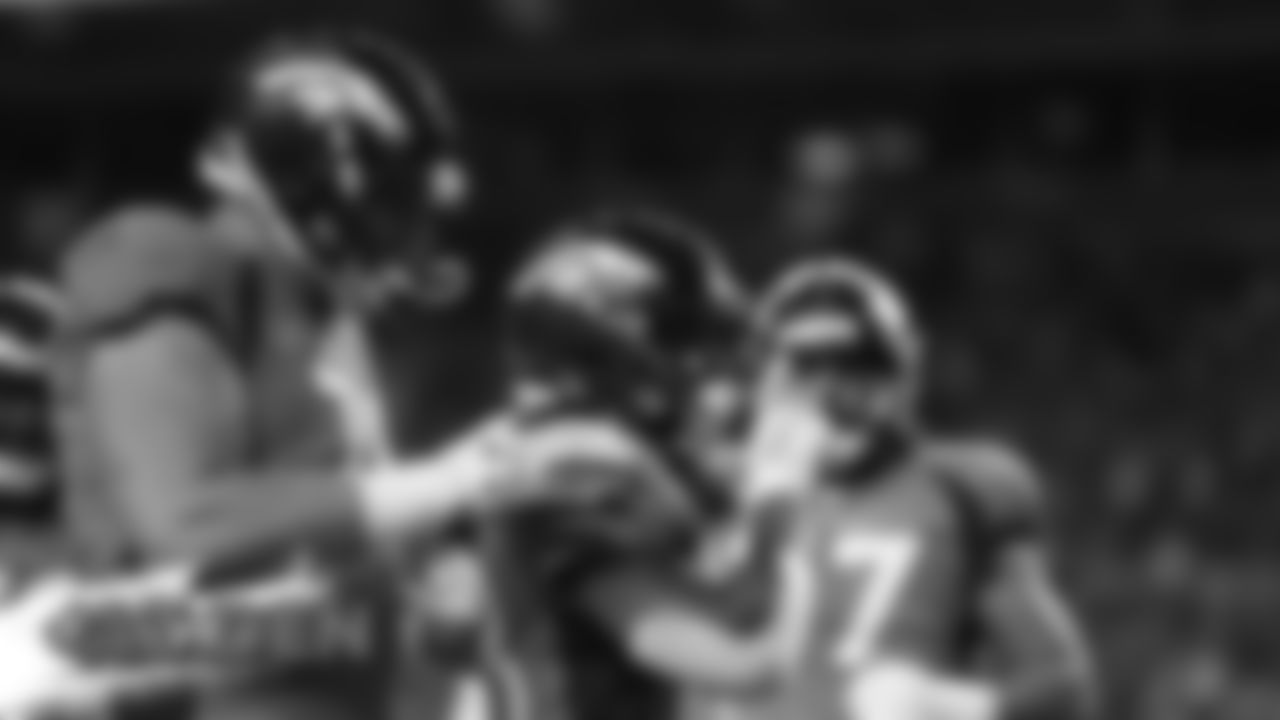 Devontae Jackson celebrates after a touchdown during the Broncos' preseason game against the Arizona Cardinals on August 29, 2019 at Broncos Stadium at Mile High. (Photo by Gabriel Christus)