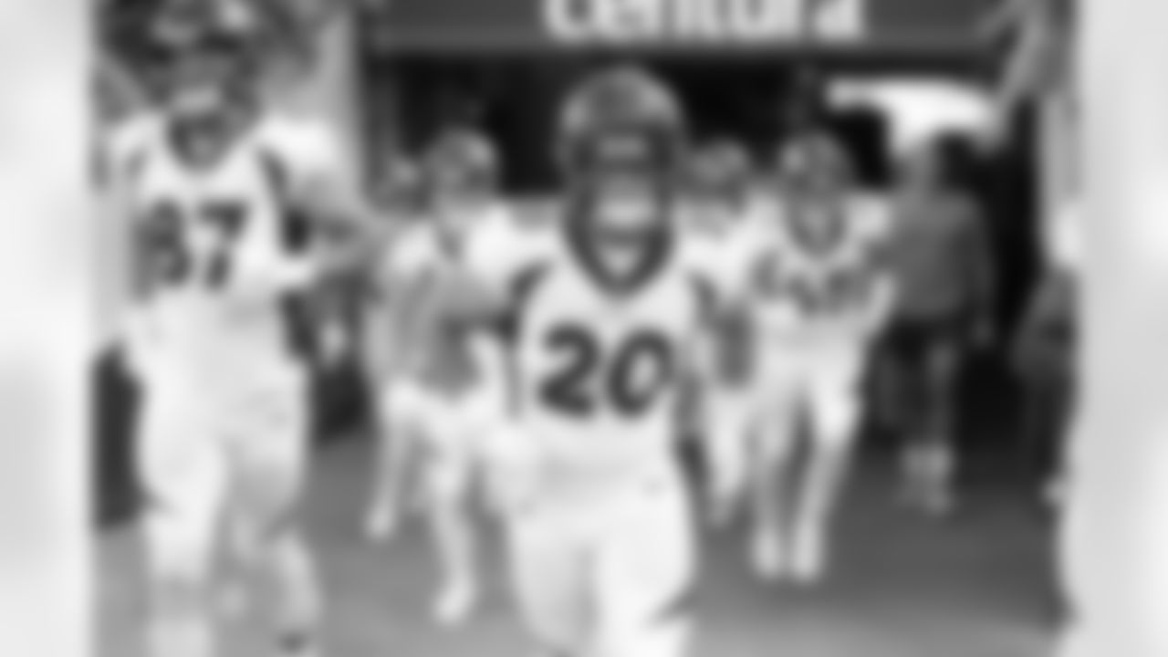 Michael Burton (20) before the Broncos' preseason Week 3 game against the Los Angeles Rams at Empower Field at Mile High in Denver, Colorado on August 26, 2023. Photo by Gabriel Christus / Denver Broncos