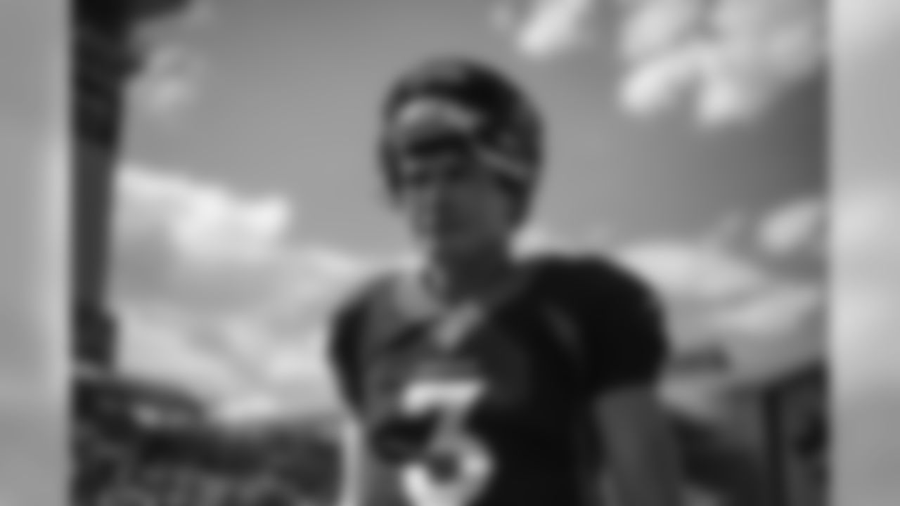 Drew Lock during practice on Day 6 of training camp on July 24, 2019.