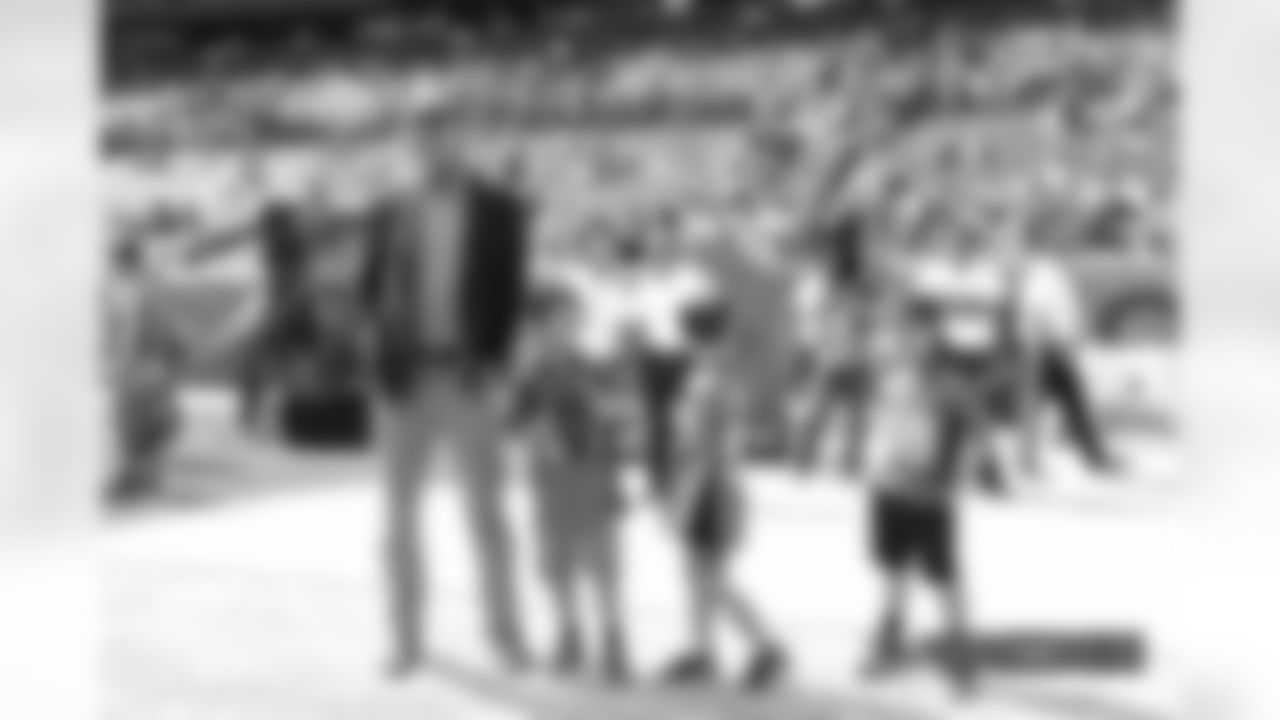 Peyton Manning and his son Marshall during pregame warmups before the Broncos' game against the Oakland Raiders at Broncos Stadium at Mile High in Denver, Colorado, September 16, 2018.
Photo by Gabriel Christus