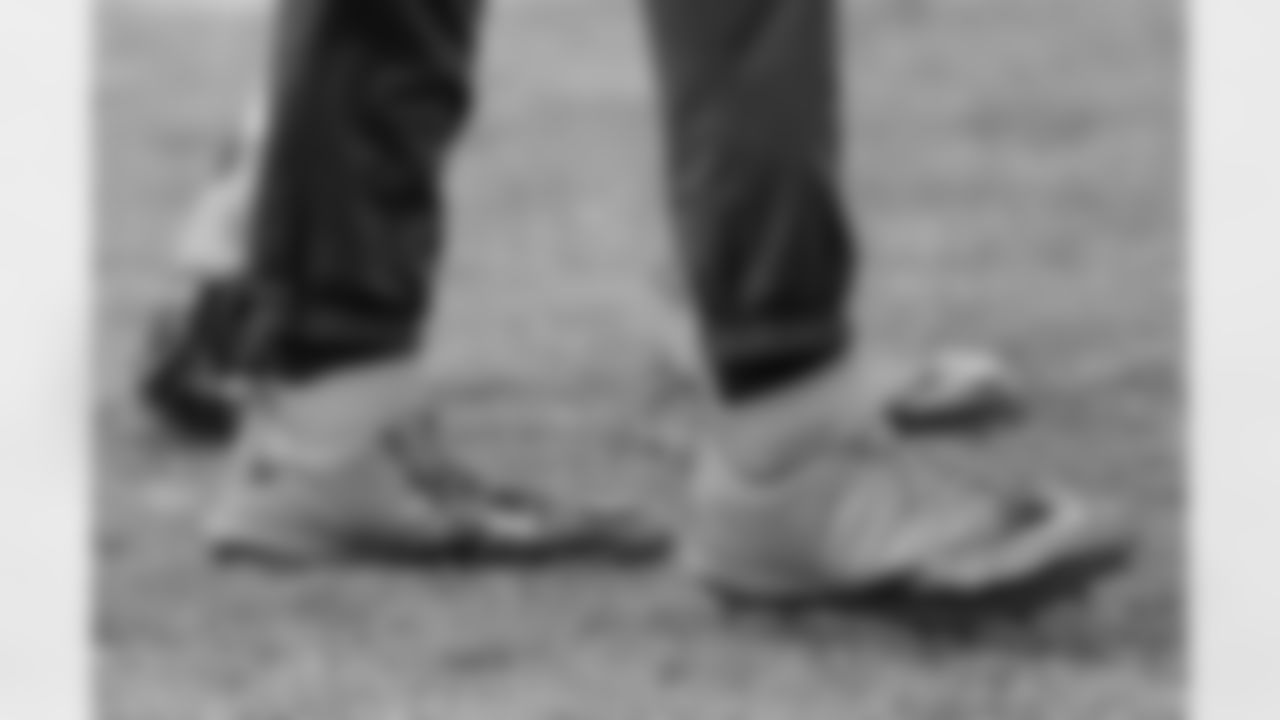 Members of the Broncos wore pink shoes as a part the league wide recognition of breast cancer awareness month.