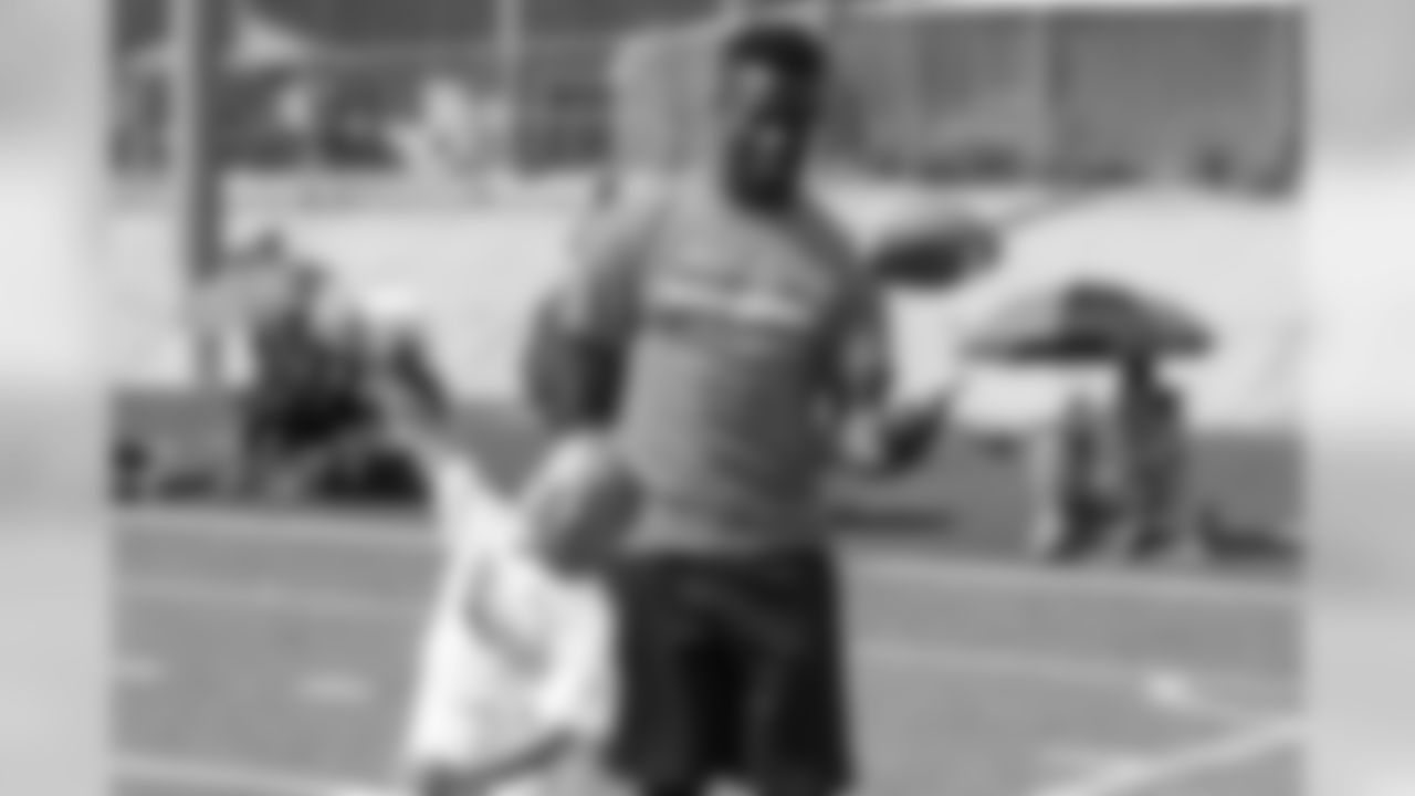 At Emmanuel Sanders' youth football camp at Northglenn High School on July 11, 2017. (Ben Swanson)