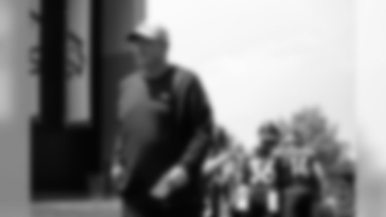 Offensive Coordinator Bill Musgrave at practice on the first day of rookie camp on July 25, 2018.