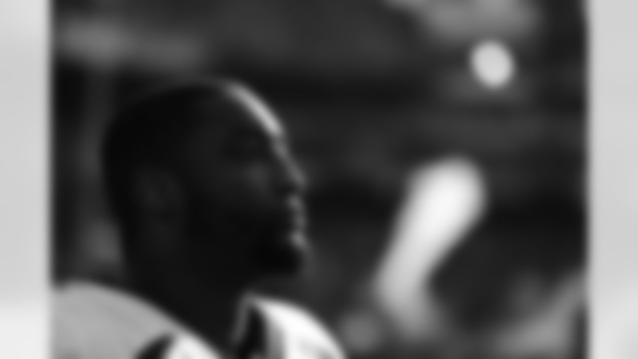 Denver Broncos offensive tackle Calvin Anderson (76) stands near the bench before the NFL game against the Baltimore Ravens on Sunday, December 4, 2022 at M&T Bank Stadium in Baltimore, Maryland.
Photo by David Dermer / Denver Broncos
