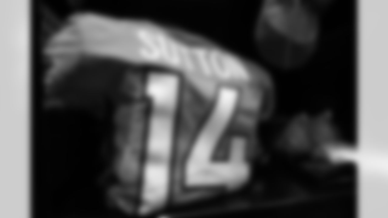 Courtland Sutton's jersey in the locker room before the Broncos' Week 2 game against the Jacksonville Jaguars at TIAA Bank Field in Jacksonville, Florida on September 19, 2021. (Photo by Sydney Jones)