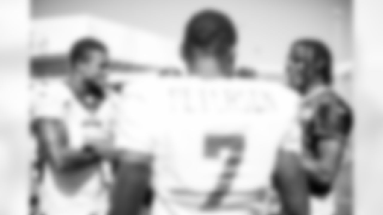 Pat Surtain II talks with Minnesota Vikings wide receiver Justin Jefferson (18) and cornerback Patrick Peterson (7) during a joint practice with the Minnesota Vikings amid training camp at TCO Performance Center on August 12, 2021. (Photo by Ben Swanson)