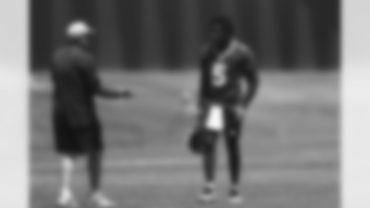 Teddy Bridgewater and Quarterbacks Coach Mike Shula during minicamp on Tuesday, June 15, 2021 at UCHealth Training Center in Englewood, Colorado