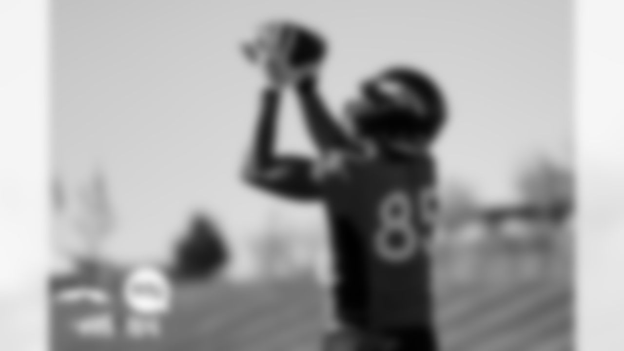 Albert Okwuegbunam during practice at UCHealth Training Center in Englewood, Colorado on October 29, 2021. (Photo by Ben Swanson)