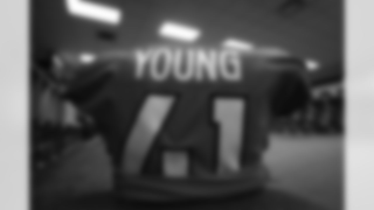 Kenny YoungÕs jersey ahead of the Broncos Week 14 game vs. the Lions at Empower Field at Mile High on December 12, 2021.