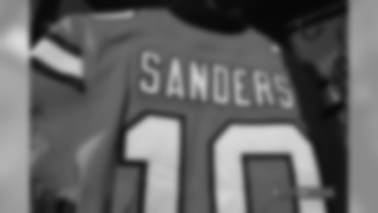 A close-up look at the Broncos' Color Rush jerseys during a photoshoot on November 20, 2018.