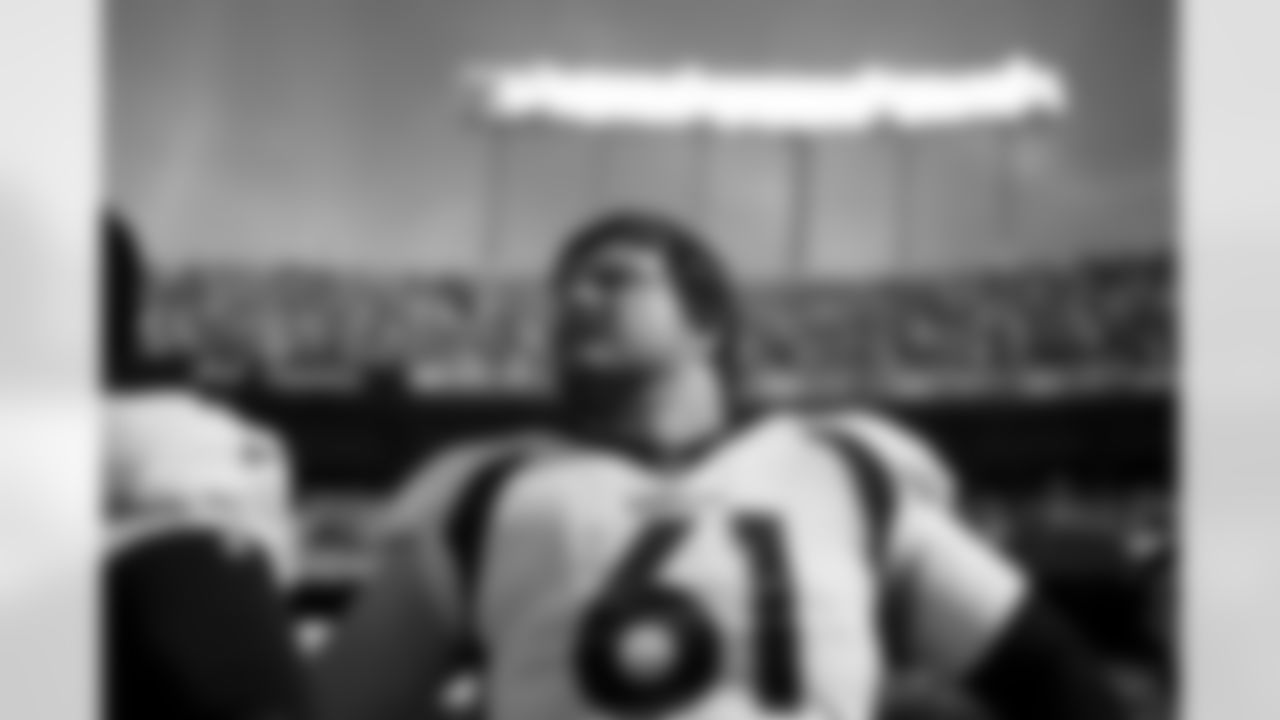 Graham Glasgow during the national anthem before the Broncos' Week 17 game against the Kansas City Chiefs at GEHA Field at Arrowhead Stadium in Kansas City, Missouri on January 1, 2023. Photo by Ben Swanson