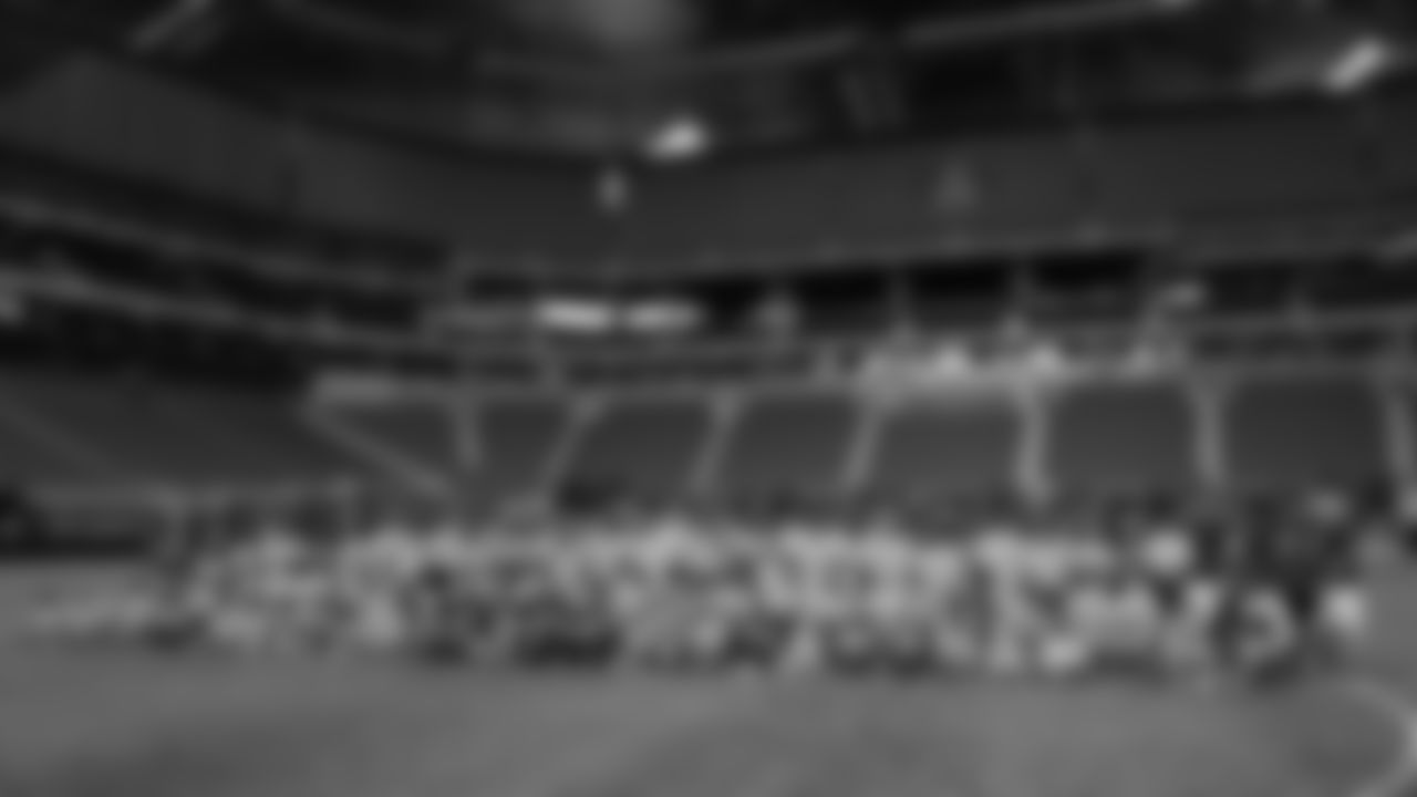 Bradley Chubb hosts a youth football camp along with his brother and his parents at Mercedes-Benz Stadium in Atlanta on June 30, 2019.