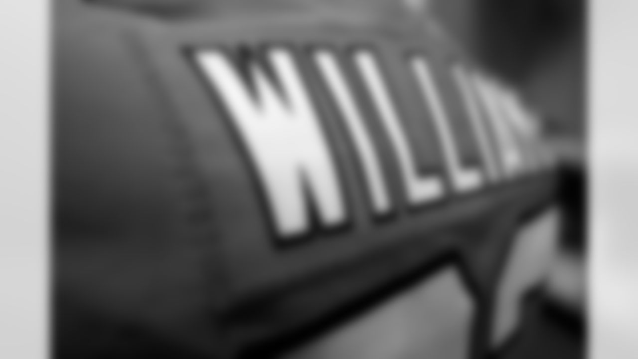 Javonte WilliamsÕ color rush jersey ahead of their Salute to Service game vs. Philadelphia at Empower Field at Mile High on Sunday, Nov. 14, 2021.