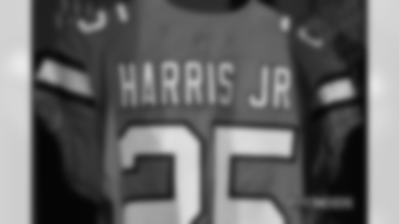 A close-up look at the Broncos' Color Rush jerseys during a photoshoot on November 20, 2018.