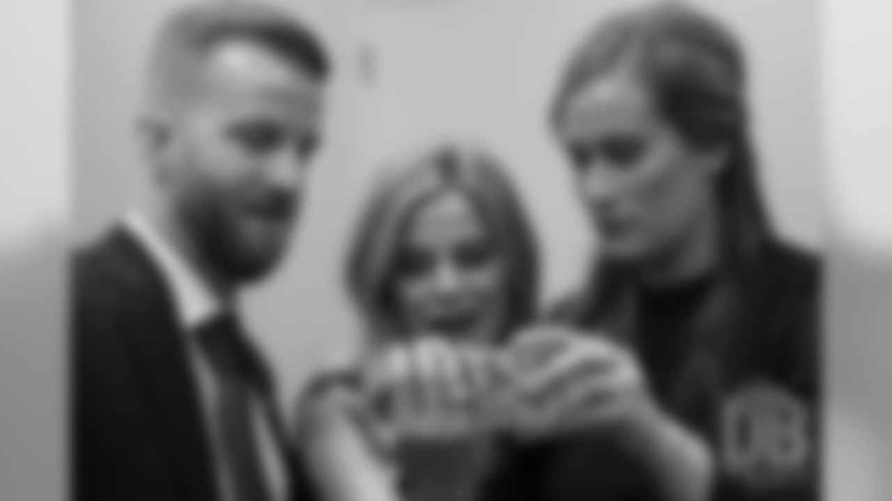 Patrick Bowlen Jr., Annabel Bowlen and Brittany Bowlen FaceTime their father after David Baker gave the news that Pat Bowlen was elected for enshrinement in the Pro Football Hall of Fame's Class of 2019 on February 2, 2019.