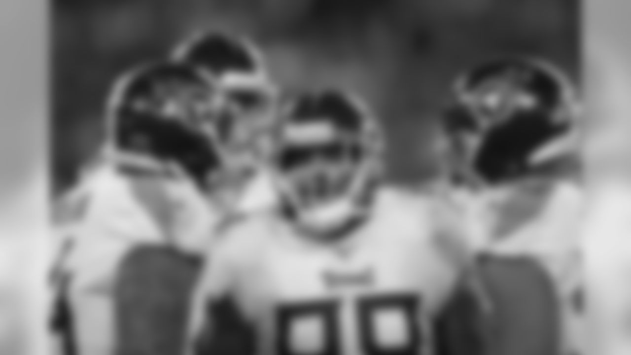 Tennessee Titans defensive end Jurrell Casey (99) celebrates a sack against the Baltimore Ravens during the second half of an NFL divisional playoff football game, Saturday, Jan. 11, 2020, in Baltimore. The Titans won 28-12. (Perry Knotts via AP)