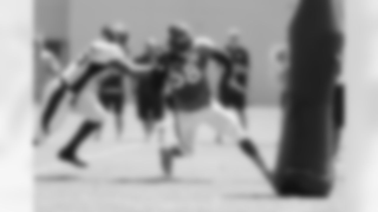 Miller gets past Virgil Green on a pass rush.