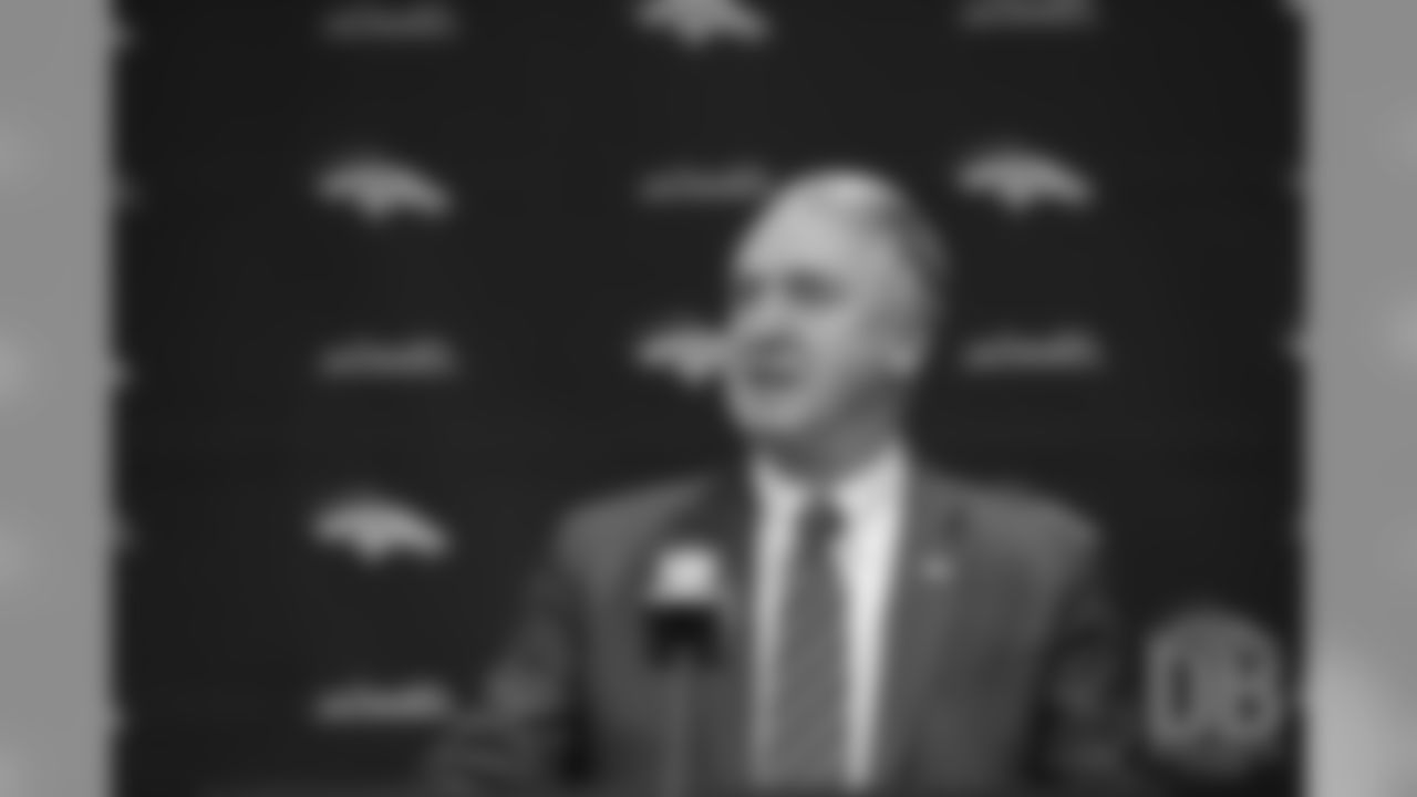President and CEO Joe Ellis speaks at the press conference introducing Head Coach Vic Fangio on January 10, 2019.
Photo by Gabriel Christus