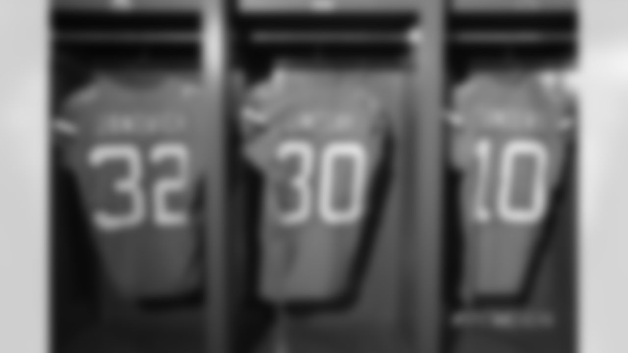 A close-up look at the Broncos' Color Rush jerseys during a photoshoot on November 20, 2018.