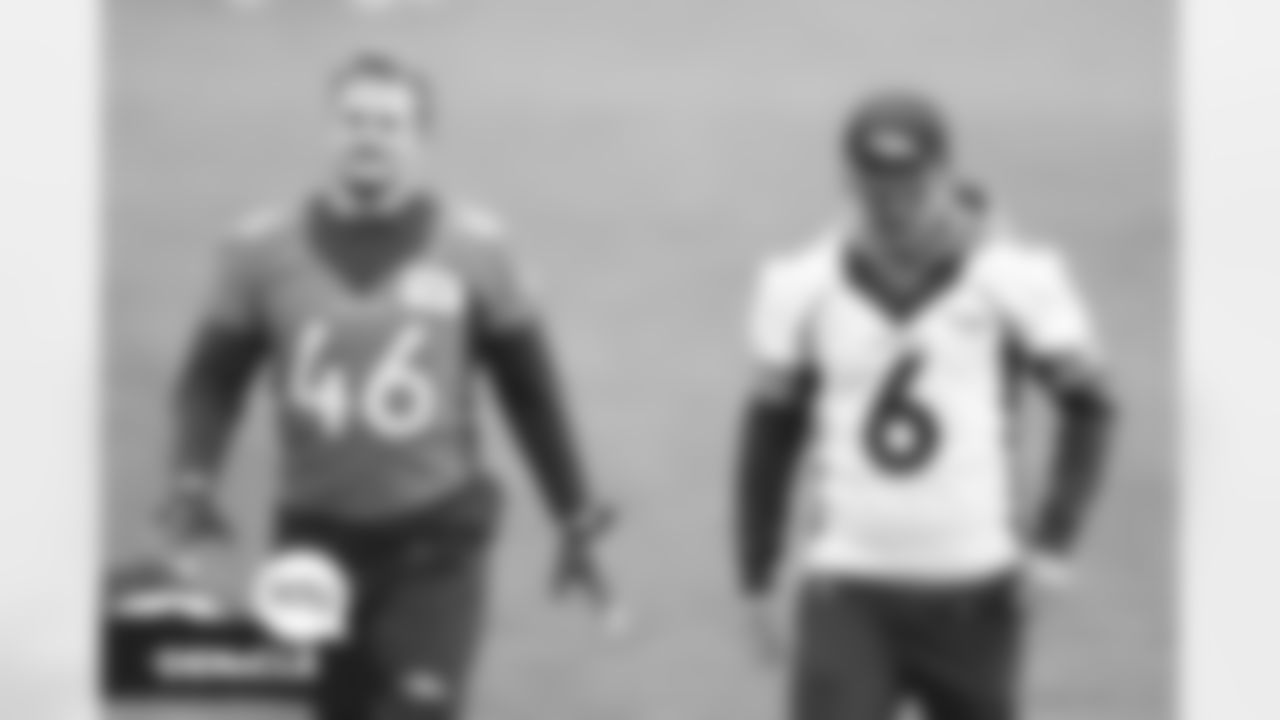 Jacob Bobenmoyer and Sam Martin during practice on Tuesday, October 19, 2021 at UCHealth Training Center in Englewood, Colorado.
Photo by Gabriel Christus