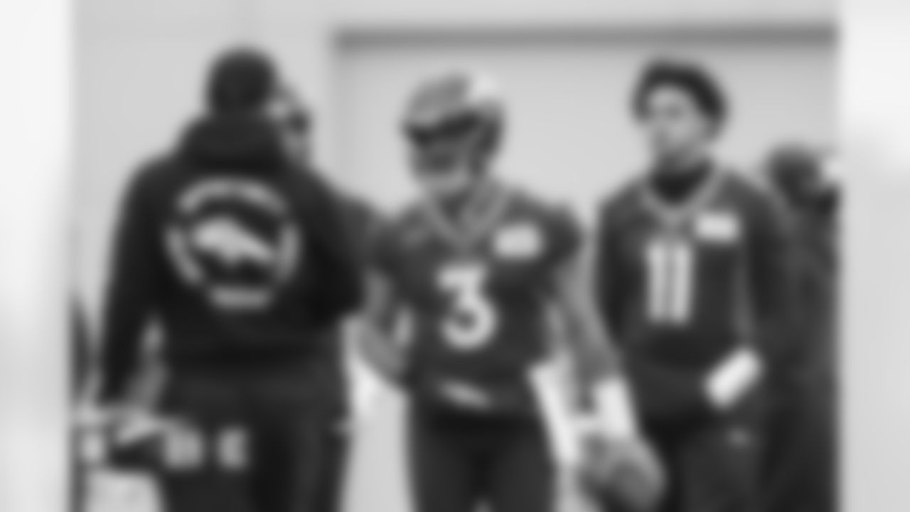 Russell Wilson and Klint Kubiak during practice on Wednesday, December 28, 2022 at UCHealth Training Center in Englewood, Colorado.
Photo by Gabriel Christus / Denver Broncos