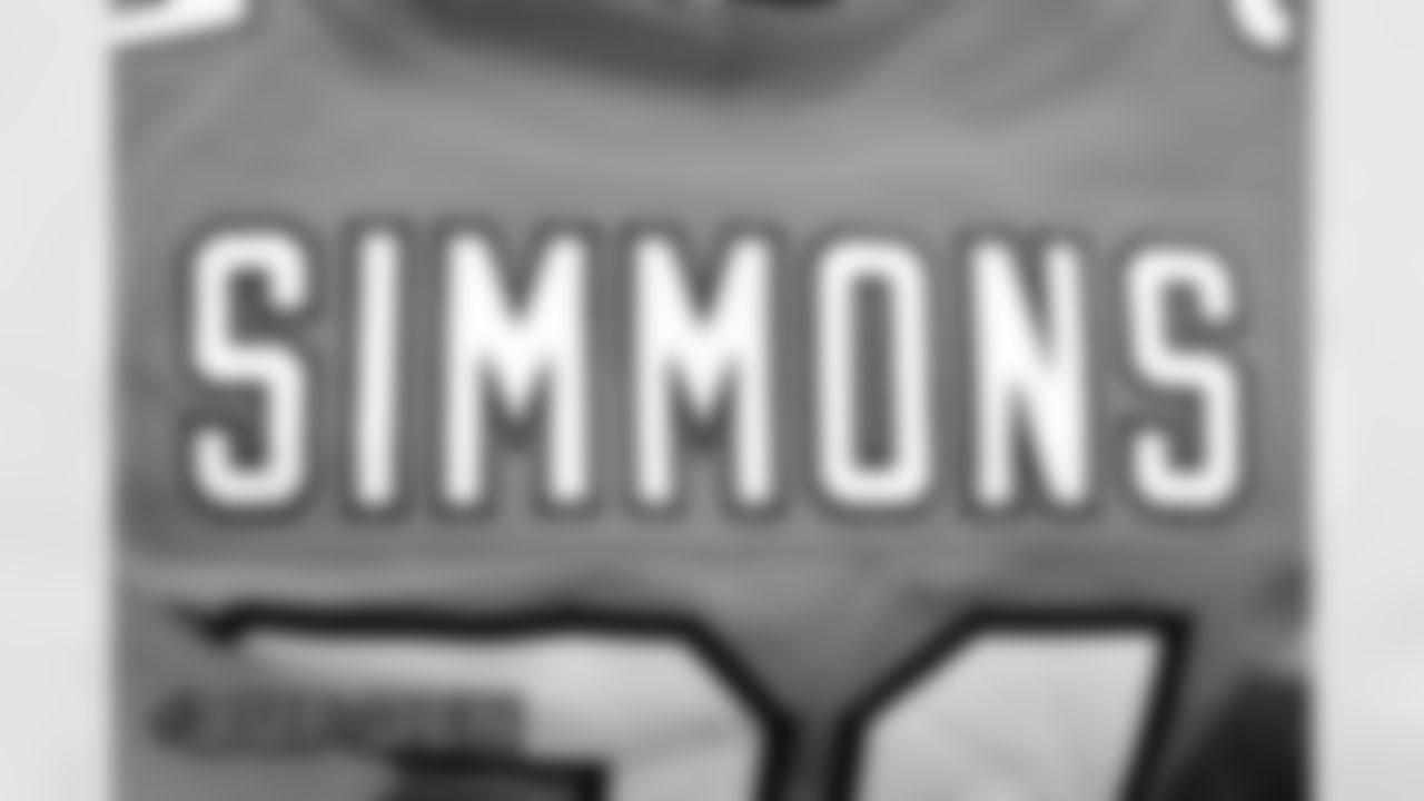 Justin Simmons's jersey in the locker room before the Broncos' Week 15 game against the Buffalo Bills at Empower Field at Mile High in Denver, Colorado on December 19, 2020. (Photo by Joe Abdellah)