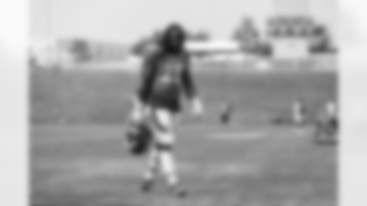 Melvin Gordon III walks off the field after practice on Day 11 of training camp at UCHealth Training Center on August 28, 2020. (Photo by Ben Swanson)