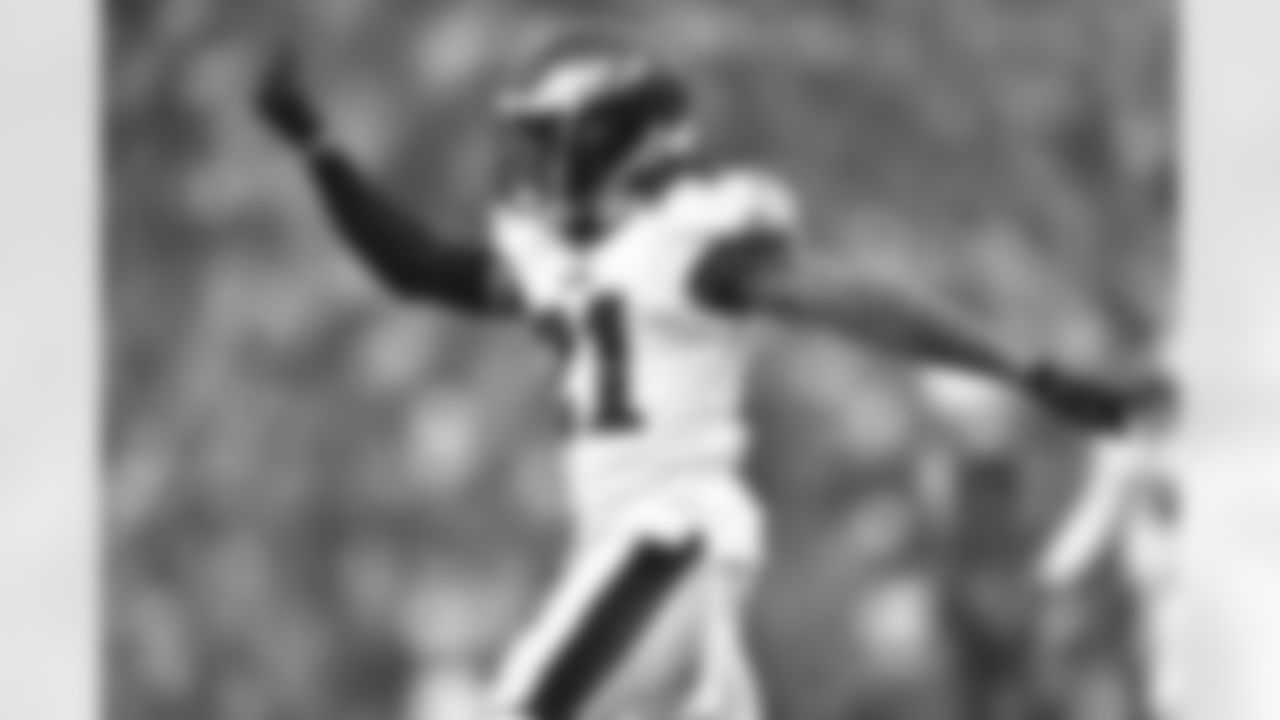 Philadelphia Eagles' Ronald Darby reacts after breaking up a pass during the second half of an NFL football game against the Buffalo Bills, Sunday, Oct. 27, 2019, in Orchard Park, N.Y. (AP Photo/Adrian Kraus)