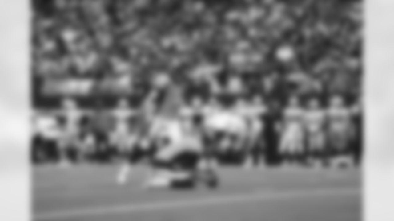 Denver Broncos placekicker Brandon McManus (8) kicks a field goal while punter Sam Martin (6) holds during the NFL game against the Dallas Cowboys on Sunday, November 7, 2021 at AT&T Stadium in Arlington, Texas.
Photo by Gabriel Christus