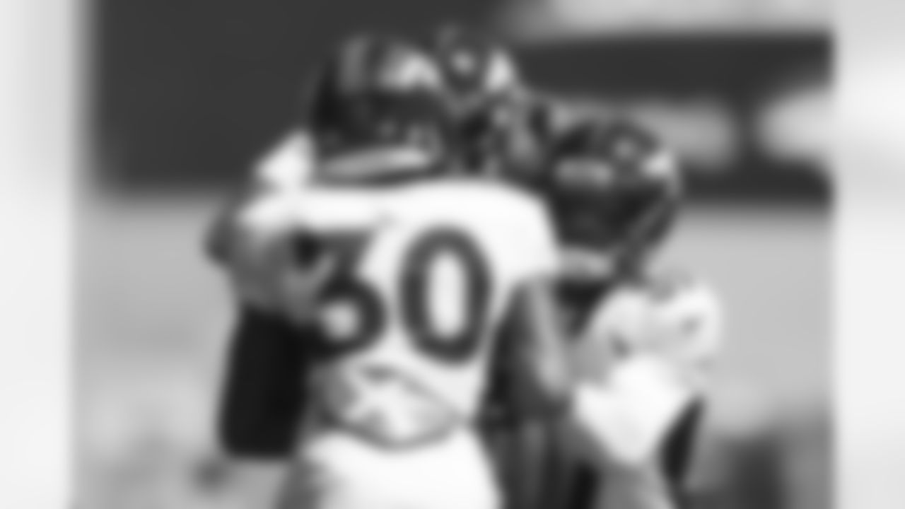 Caden Sterns and P.J. Locke during practice on Tuesday, August 24, 2021 at UCHealth Training Center in Denver, Colorado.
Photo by Gabriel Christus