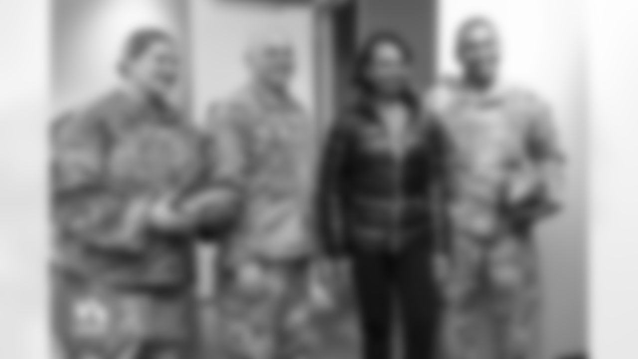 Condoleezza Rice speaks to troops during a Salute to Service event before a NFL game against the Las Vegas Raiders on Sunday, November 20, 2022 at Empower Field at Mile High in Denver, Colorado.
Photo by Gabriel Christus / Denver Broncos
