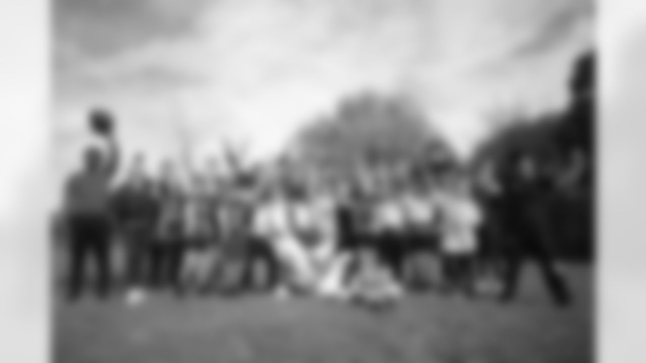 during a Broncos flag football event at Bury Church of England Primary School in the village of Bury in Cambridgeshire, England in the United Kingdom on October 26, 2022. (Photo by Amanda Gerlach)