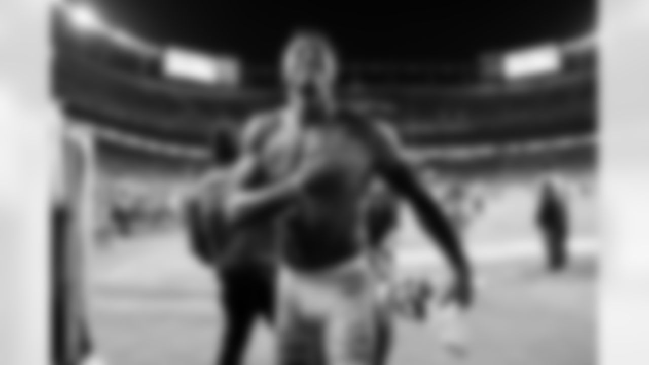 Courtland Sutton thumps his chest as he runs into the tunnel after the Denver Broncos' Week 17 game against the Oakland Raiders at Empower Field at Mile High on December 29, 2019. (Photo by Ben Swanson)