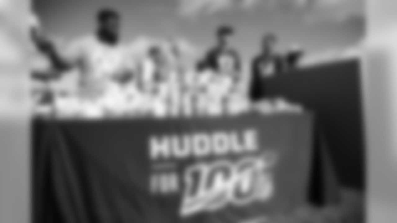 Courtland Sutton and Tennessee Titans quarterback Ryan Tannehill (17) at the Pro Bowl Fan Huddle packaging care kits for local non-profit organizations during the Pro Bowl Community Huddle day of service as part of the Huddle for 100 initiative at the 2020 Pro Bowl on January 24, 2020 at the ESPN Wide World of Sports Complex in Orlando, Florida. (Photo by Ben Swanson)
