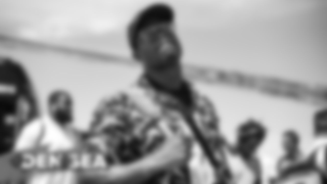 Von Miller on the tarmac for the Broncos' flight to Seattle on August 7, 2019 ahead of their game against the Seahawks.