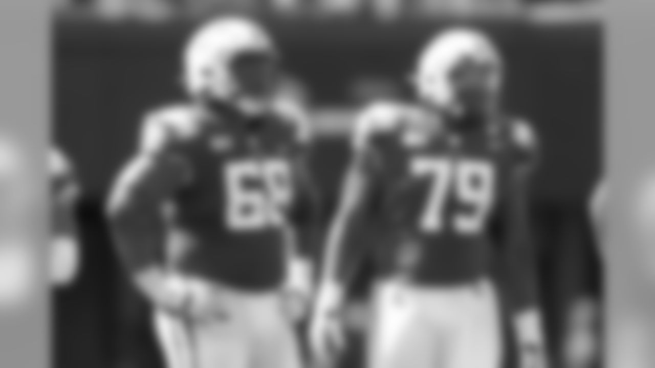 LSU guard Damien Lewis (68) and center Lloyd Cushenberry III (79) line up against Vanderbilt in the first half of an NCAA college football game Saturday, Sept. 21, 2019, in Nashville, Tenn. (AP Photo/Mark Humphrey)