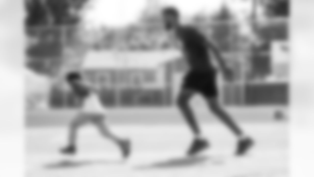 Tim Patrick at Melvin Gordon III's youth football camp in Englewood, Colorado on June 29, 2021. (Photo by Ben Swanson)