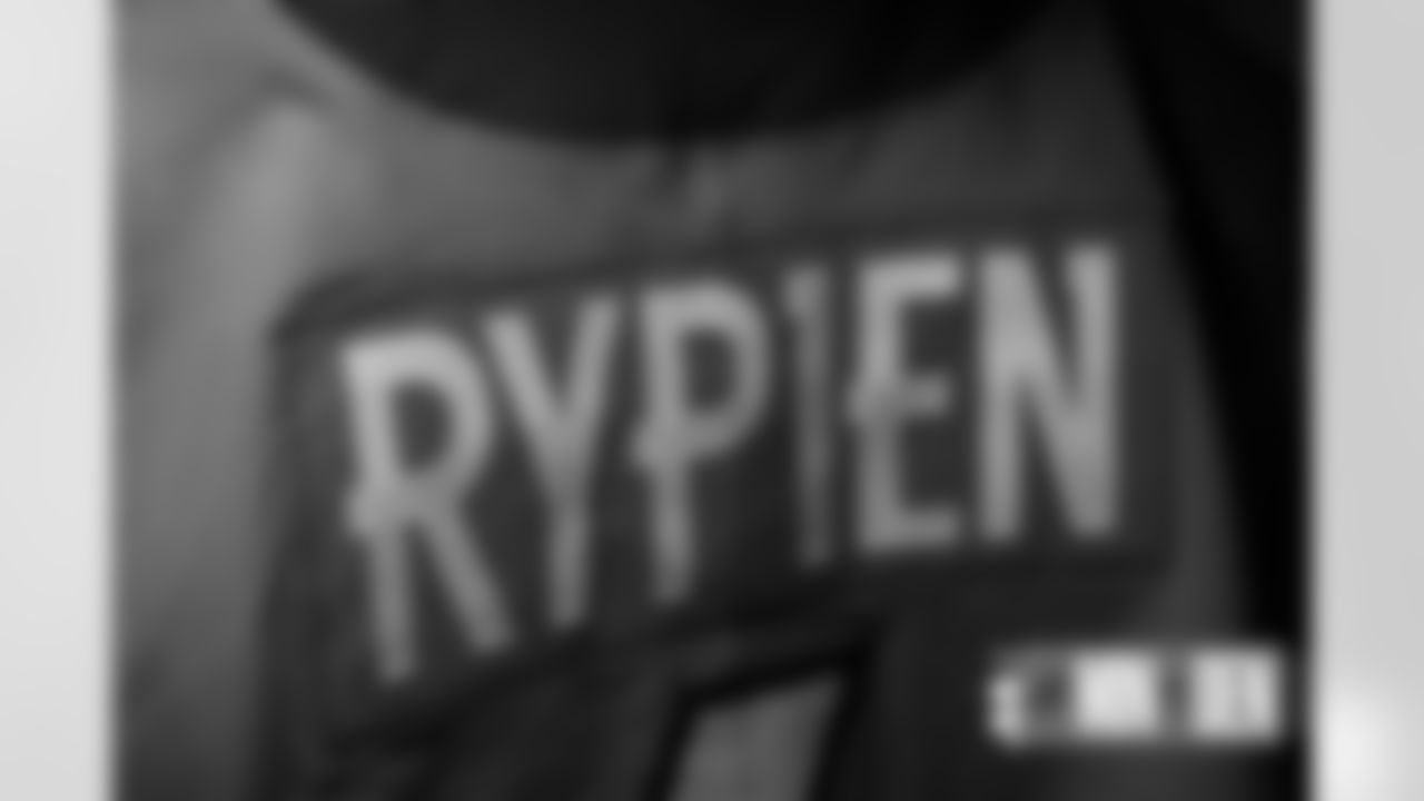 Brett Rypien's jersey in the locker room before the Broncos' preseason Week 3 game against the Minnesota Vikings at Empower Field at Mile High in Denver, Colorado on August 27, 2022. (Photo by Ben Swanson)