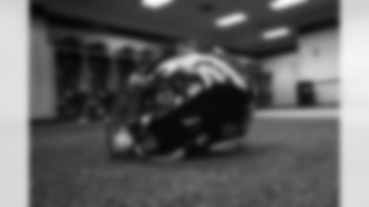 Broncos helmet ahead of the Broncos Week 15 game vs. the Bengals at Empower Field at Mile High on Sunday, December 19, 2021.