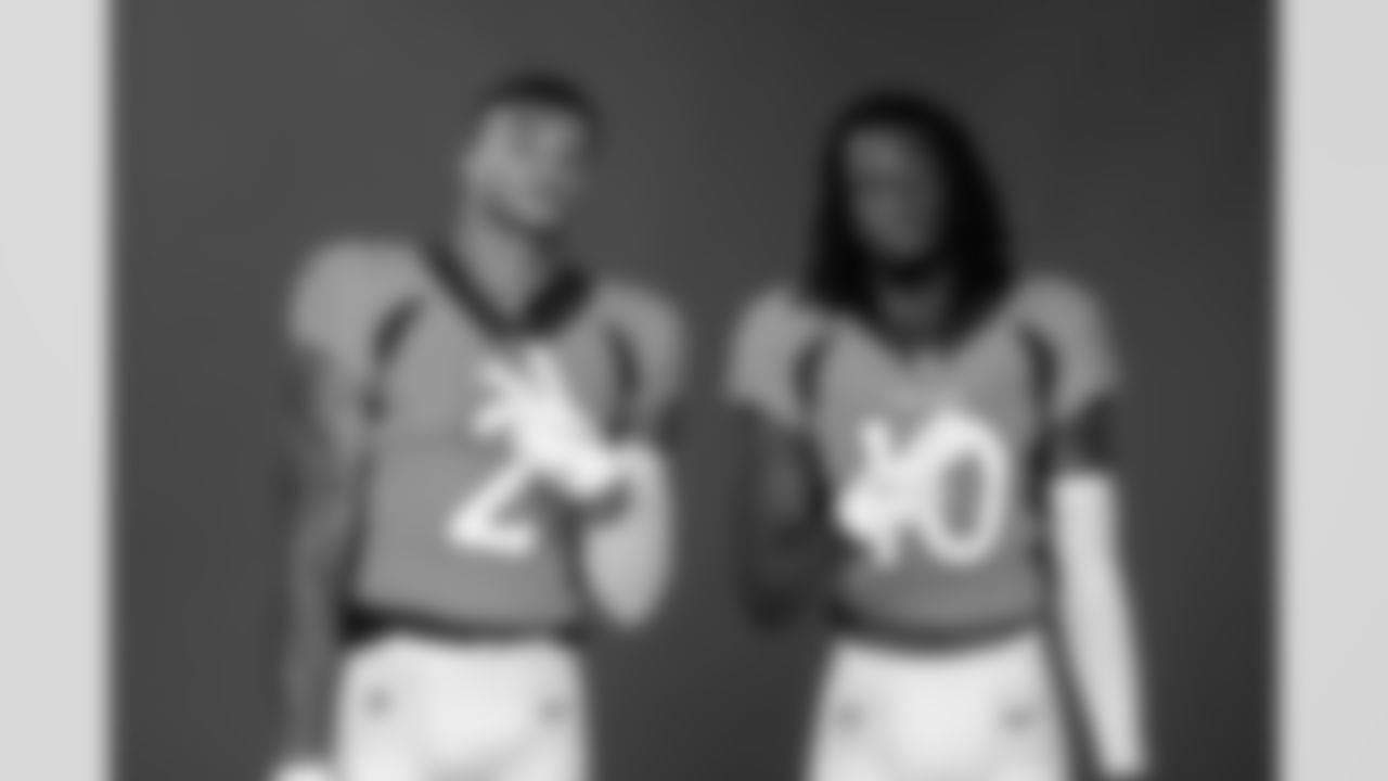 Pat Surtain II and Jerry Jeudy pose for a portrait on media day on June 14, 2021. Photo by Gabriel Christus