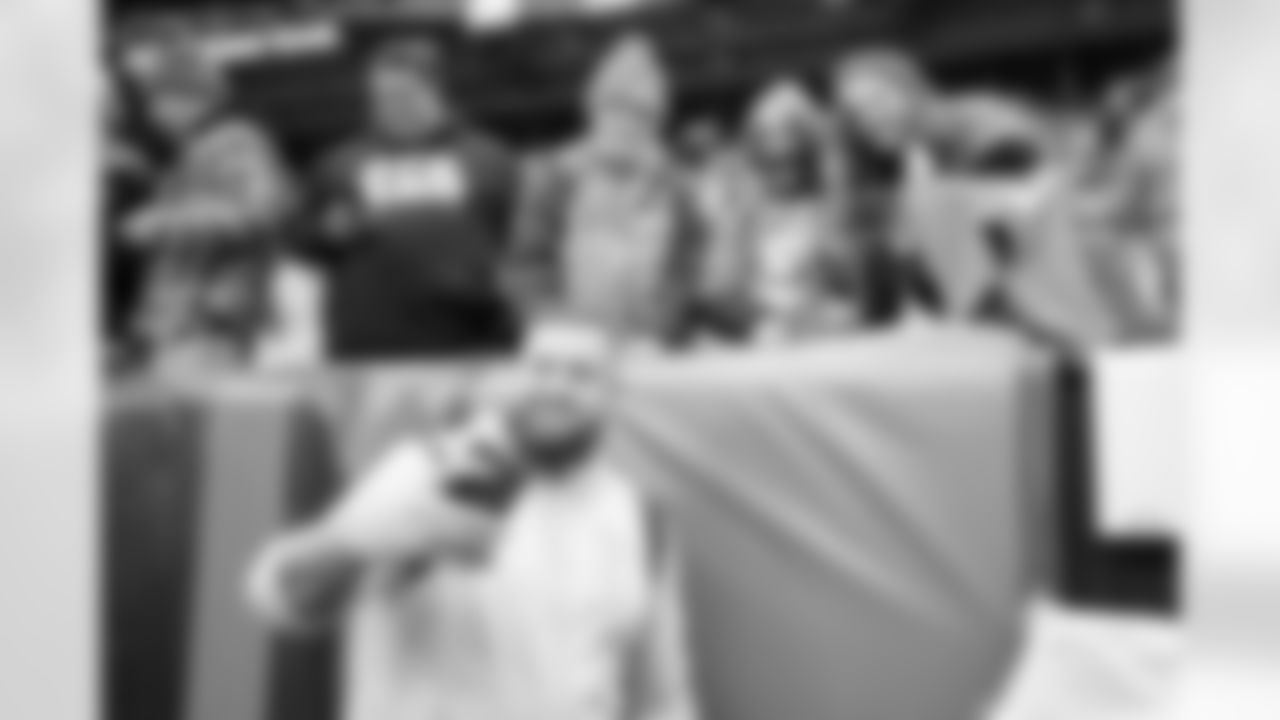 Dalton Risner before the Broncos' Week 18 game against the Kansas City Chiefs at Empower Field at Mile High in Denver, Colorado on January 8, 2022. (Photo by Matt Dirksen)