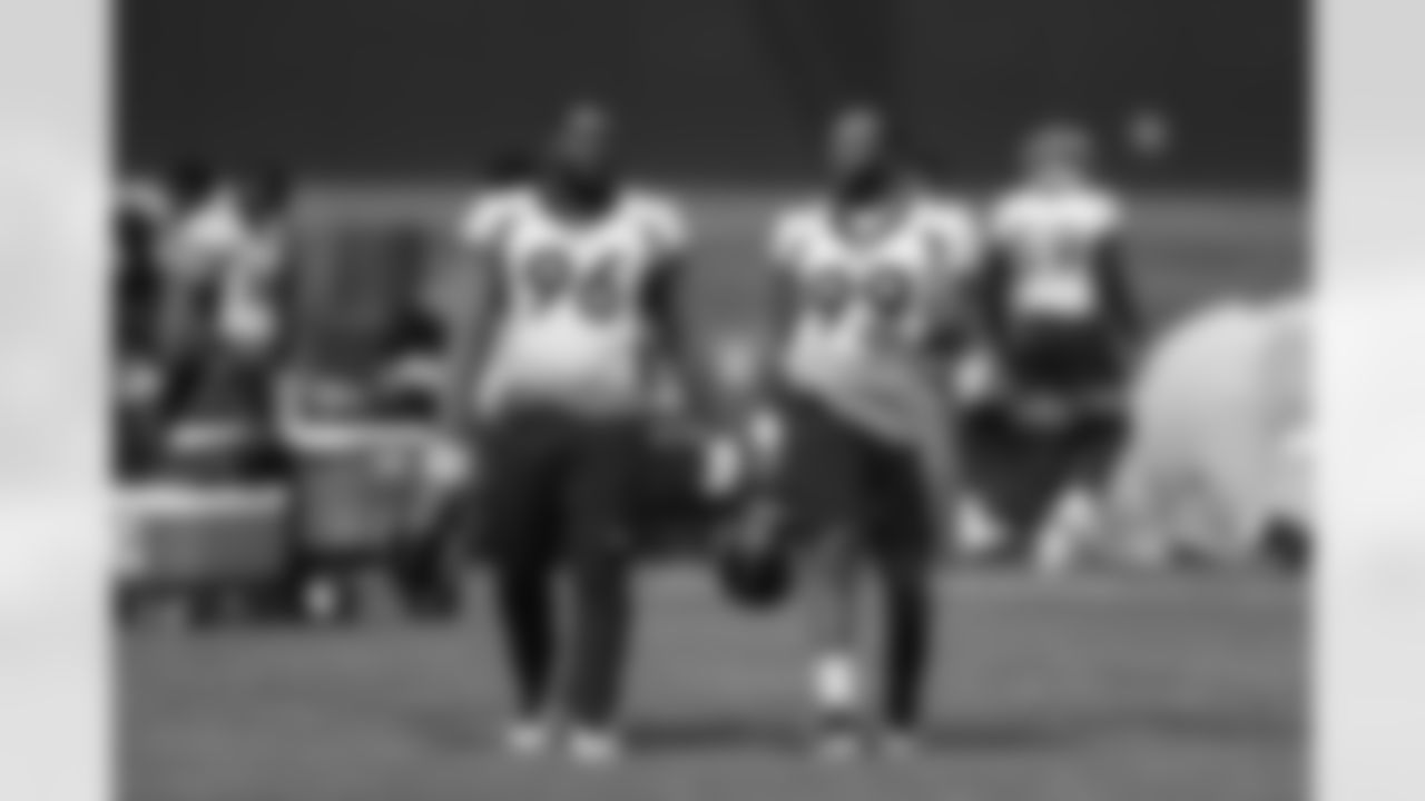 Shelby Harris and Jurrell Casey during training camp at UCHealth Training Center in Centennial, CO, August 24, 2020.
Photo by Gabriel Christus