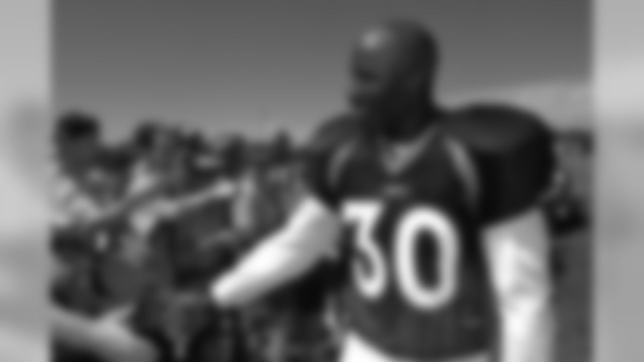 Terrell Davis participates in the Broncos training camp held in Greeley, CO.