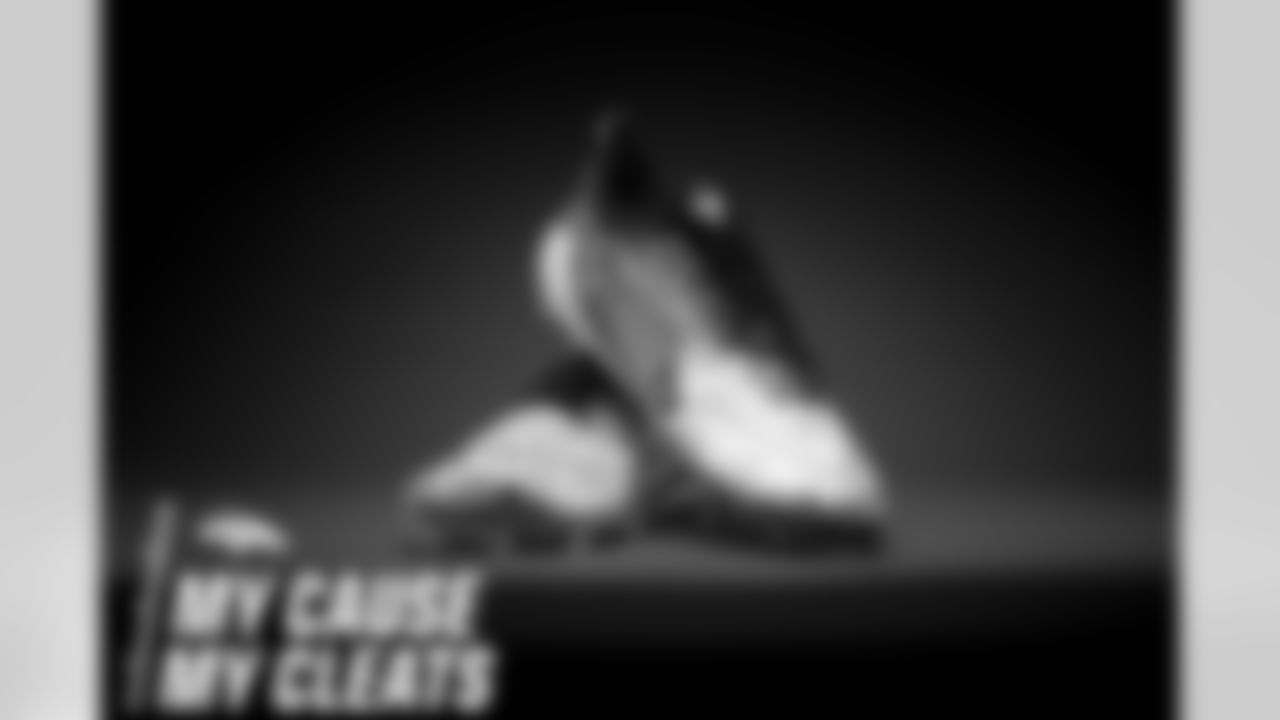 Tim Patrick's cleats represent Sarcoma Foundation of America for the 2020 My Cause My Cleats campaign.
Photo by Gabriel Christus