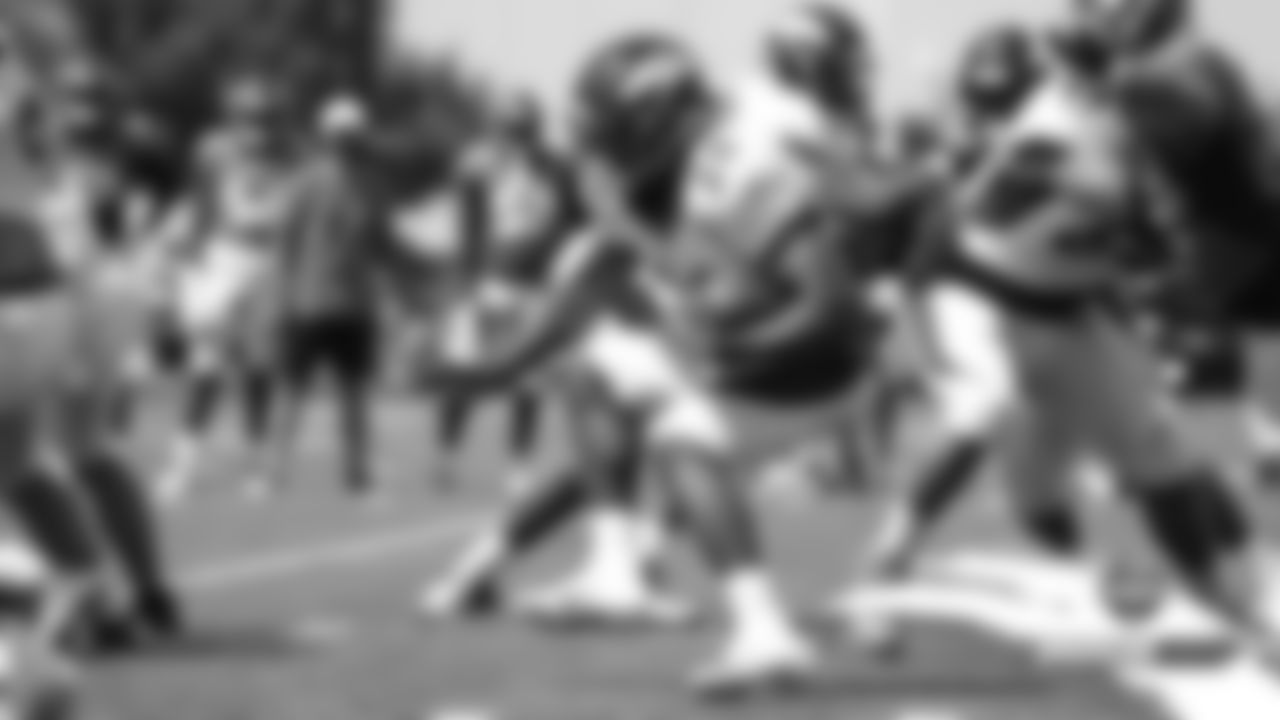 Royce Freeman during practice on Day 6 of training camp on July 24, 2019.