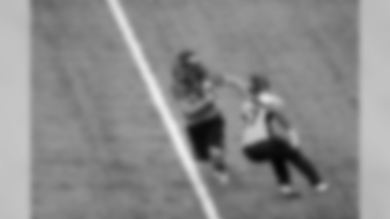 CB Lorenzo Doss covers Jordan Taylor at rookie mini camp. Doss was a fifth-round pick by the Broncos in the 2015 draft.