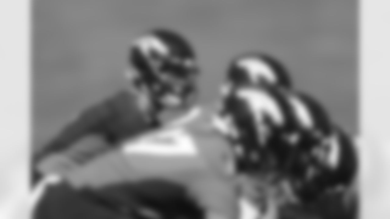 Drew Lock at the Broncos' OTA practice.